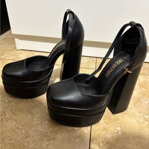 Dream Pairs Black Platform High Heel Sandals with Ankle Strap